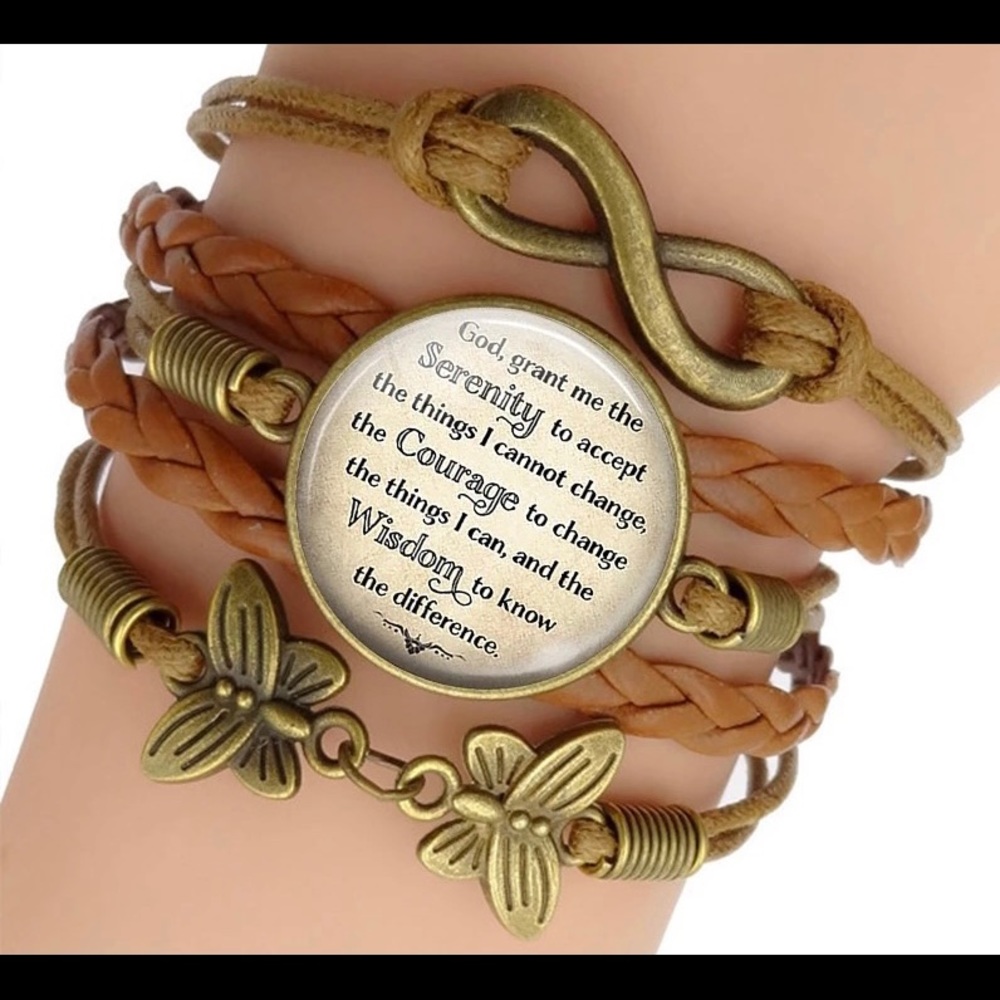 Serenity Prayer multilayer faux leather bracelet